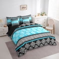 thumbnail image 3 of Feelyou Blue Mandala Flower Twin Bedding Sets 7pcs, Boho Retro Damask Comforter Set, 3 of 8