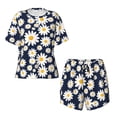 thumbnail image 5 of "Wukai Daisy Floral Women's Pajama Set - Short-Sleeve Top and Shorts with Elastic Waistband and Pockets for Loungewear, Yoga, and Casual Wear-XX-Large, 5 of 8