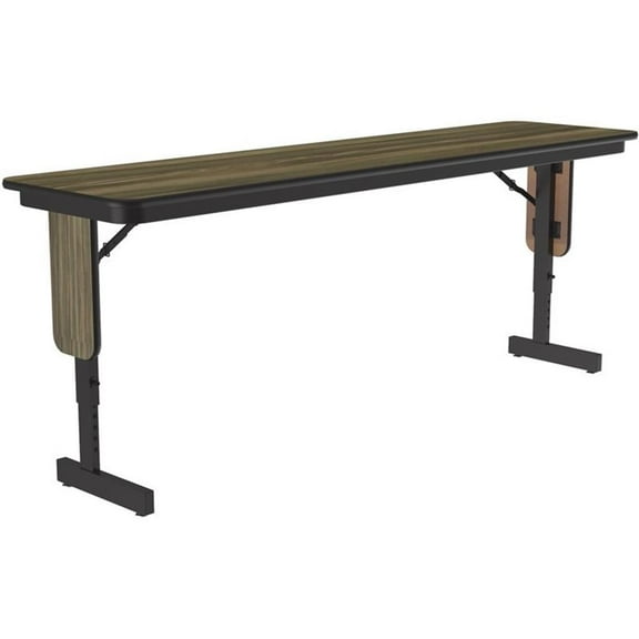 Adjustable Height 3/4" High Pressure Folding Seminar Table in Hickory Brown