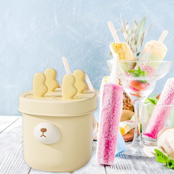 Molde de helado 4 en 1 con tapa | Material de grado alimenticio Moldes para paletas | Fácil liberación y diseño limpio | Forma única para golosinas caseras | Juego de 1 pieza | La reunión familiar