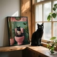 thumbnail image 2 of Hieng Black Cat Wall Art, Vintage Funny Black Cat in Water Lilies Poster Prints Paintings, Garden Flowers Cat Aesthetic Wall Decor, for Bathroom Living Room Bedroom(Framed canvas), 2 of 6