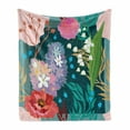 thumbnail image 1 of Floral Soft Flannel Fleece Throw Blanket, 1950s Retro Style Flourishing Design of Vintage Hydrangea and White Bell Flowers, Cozy Plush for Indoor and Outdoor Use, 70" x 90", Multicolor, by Ambesonne, 1 of 6