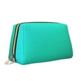 thumbnail image 2 of Naloa Turquoise Light Blue Leather Makeup Bag for Purse Travel, Portable Small Cosmetic Organizer for Women and Girls, Make up Bag with Zipper, 2 of 8