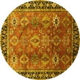 thumbnail image 1 of Ahgly Company Indoor Round Oriental Yellow Traditional Area Rugs, 7' Round, 1 of 4