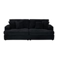 thumbnail image 3 of 79.3" Corduroy Sofa, Compact 3-Seater Couch with Plush Pillows - Perfect for Small Apartments, Home Offices, or Living Rooms - Durable Corduroy Fabric, Easy Assembly, Black, 3 of 8