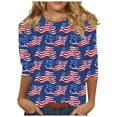 thumbnail image 2 of BLTIBY 2025 Womens Blouse Summer Independence Day Printed Round Neck Short Sleeve Shirts Loose Novelty Graphic T-Shirts Fashion Casual Pullover Tops Multicolor 2 L, 2 of 5
