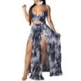 thumbnail image 2 of Franhais Women's 2PCS Beachwear Outfit Sets Summer Crop Tops + Leaf Print Skirt Swimsuit, 2 of 7