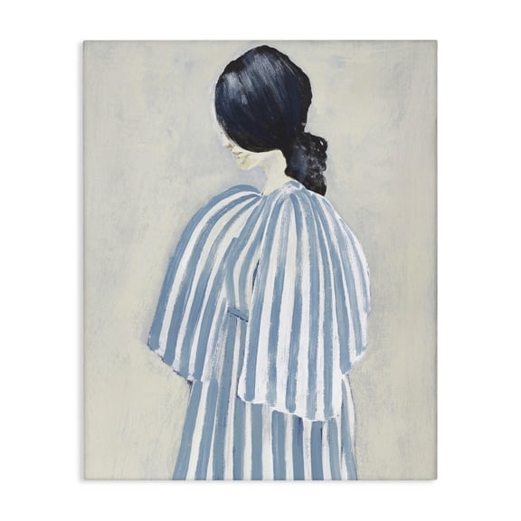 Stupell Industries Mid-Century Girl in Blue Striped Dress Canvas Art, 30 x 40, by Design Fabrikken