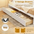 thumbnail image 4 of Costway Full Size Wooden Platform Bed with 2 Rolling Storage Drawers Wood Slat Support White, 4 of 10