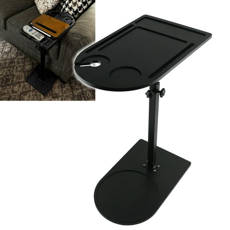 RYANSTAR RACING Adjustable TV Tray Table with Phone and Tablet Slots, Black