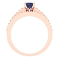 thumbnail image 4 of 0.85 ct Brilliant Round Cut Blue Sapphire 14k Rose Gold Solitaire with Accents Engagement Bridal Wedding Ring Band Set size 8.25, 4 of 7