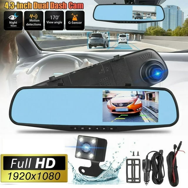 Dash Cam Front and Rear Wireless - Surfola Dual Camera for Cars Full HD 1080p with 3 IPS, 170 Wide Angle Backup Camera with Night Vision and Parking