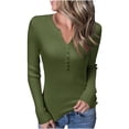 thumbnail image 1 of Camiseta básica de manga larga ajustada con botones de Color sólido a la moda para mujer Fridja  hkj900, 1 of 4