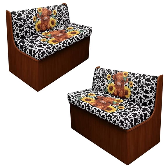 XYZCANDO Sunflower Spotted Highland Cow RV Sofa Cover RV Couch Cushion Slipcovers Comfortable Loveseat Slipcovers for Travel Couch Stain Resistant Sofa Cover 2 Backrest Cover & 2 Bench Cover