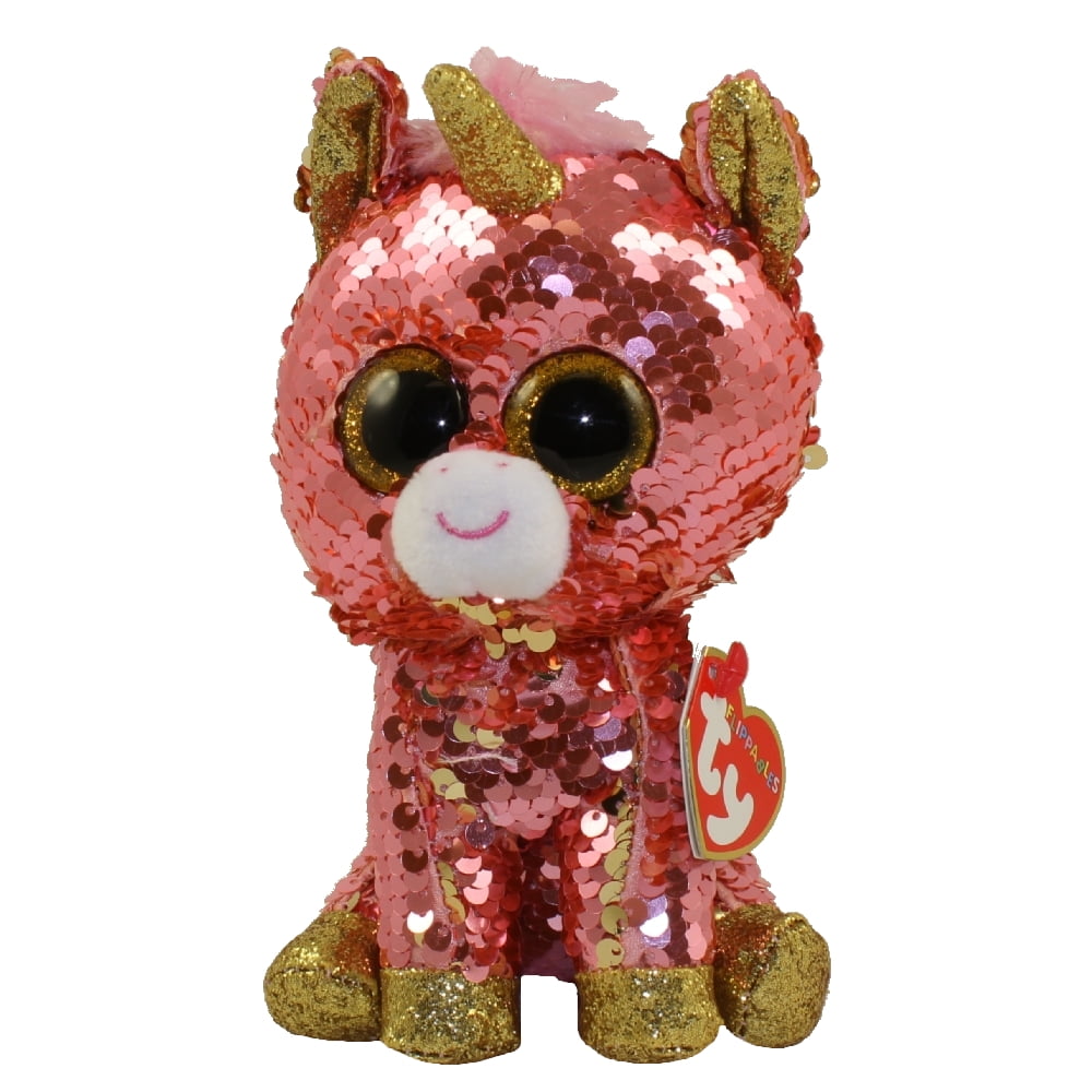 Beanie Boos w/Key Clip -3.5 in TY Flippables Sequin Plush SUNSET the Unicorn 