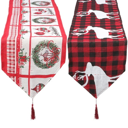 

2pcs Festival Table Runner Christmas Theme Table Cover Xmas Tablecloth Table Decor