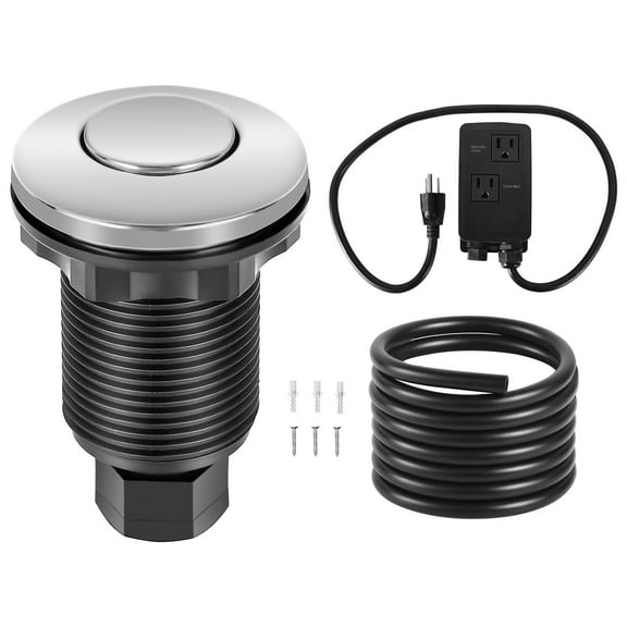 VEVOR Garbage Disposal Air Switch Kit,Dual Outlet Sink Top Air Switch for Food Waste Disposal,2.5-inch Brushed Nickel Stainless Steel ON/OFF Air Push Button, Suitable for Stainless Steel Countertops
