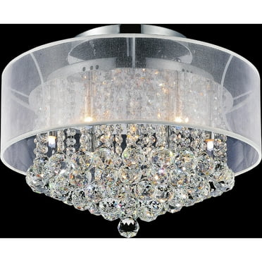 CWI Lighting Radiant 9 Light Drum Shade Contemporary Metal Flush Mount in Chrome