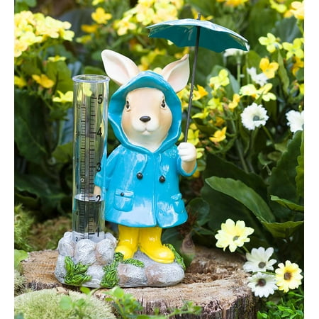 Animal In Rain Gear Decorative Rain Gauge Garden Statue