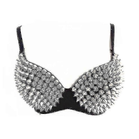 Women's Punk Bra With Studs Rivet Rave Sport Bra Tops