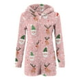 thumbnail image 4 of successthop Christmas Rompers for Women Santa Deer Hooded with Cute Ear Fleece Loungewear Cozzy Shorts Warm Sleepwear, 4 of 6