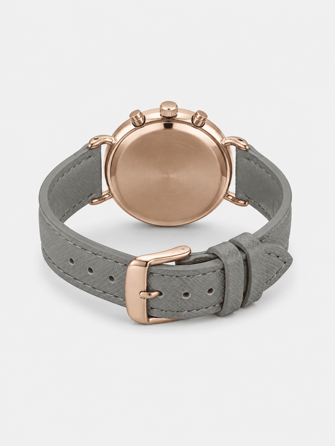 Rose Gold Plated Watch with Gray Ombre Dial 12 Stones PU Strap – WM2015013
