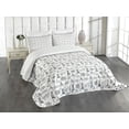 thumbnail image 3 of Ambesonne Lighthouse Quilted Bedspread Set 3 Pcs, Doodle Nautical Wave, King Size, Black White, 3 of 5