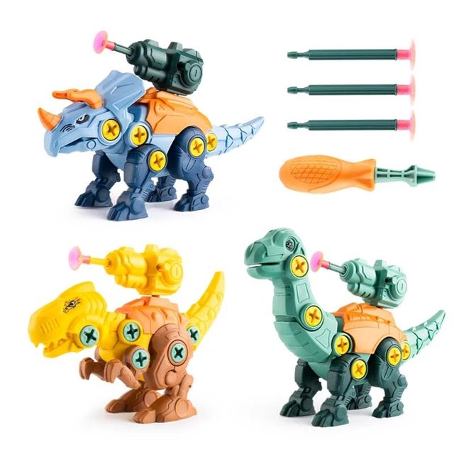 Dinosaurs Mount Constructor Model Set Montessori Kids Puzzles Screwdriver Tool Assembling Game Educational Toys for Boy heqiyong LED