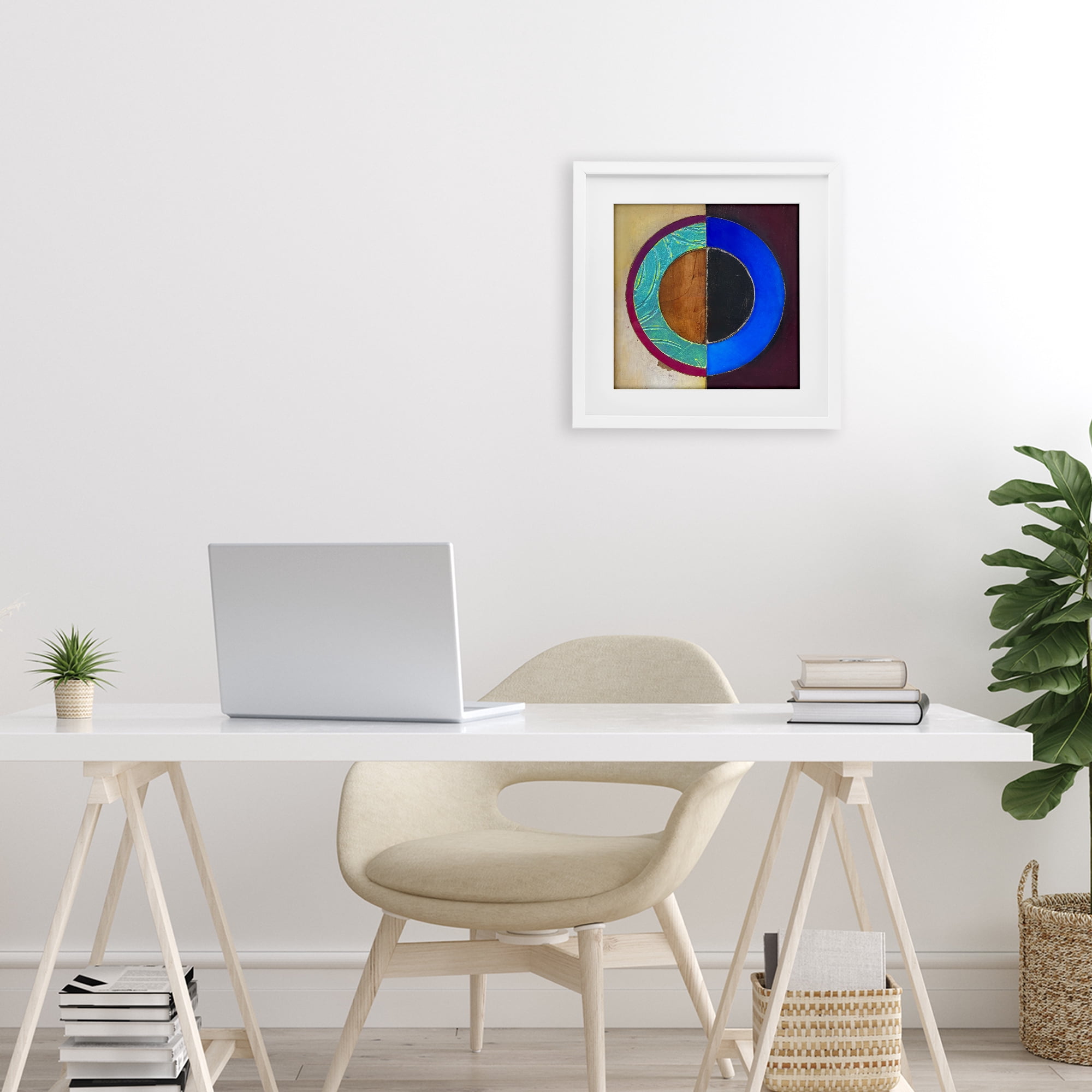 Stupell Industries Nautical Split Circle White Framed Print Under Glass, design by Matthew Finger