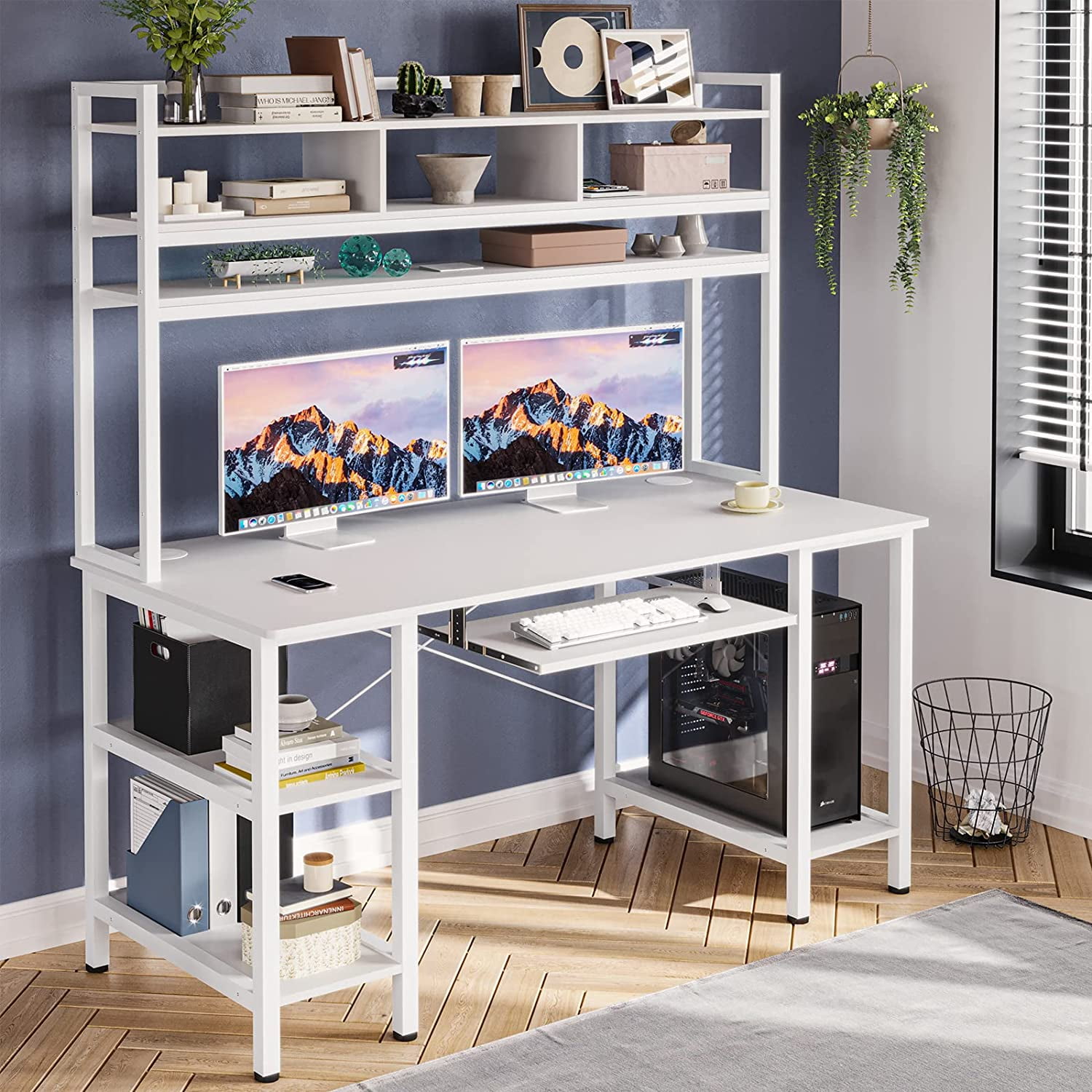 White Willow Wood 55 Home Computer Gaming Desk Office Workstation Laptop  Table