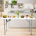 thumbnail image 6 of Dkelincs 4ft Folding Table with Handle Heavy Duty Plastic Foldable Table Indoor Outdoor Small Portable Table for Picnic Camping BBQ Dining Events, White, 6 of 7