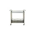 thumbnail image 3 of Antique Serving Cart - 2 Tiered Metal Bar Cart with Glass Shelves - Decorative Kitchen Cart - Gold Finish, 3 of 8