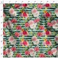 thumbnail image 4 of Soimoi Green Poly Georgette Fabric Stripe & Grandiflora Roses Floral Printed Fabric 1 Yard 52 Inch Wide, 4 of 4