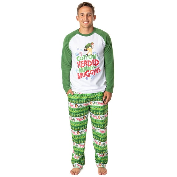 Elf The Movie Mens' Film Cotton-Headed Ninny-Muggins Buddy Christmas Holiday 2pc Sleep Pajama Pant Set