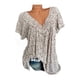 thumbnail image 4 of Camiseta de mujer con cuello en V, manga corta, camiseta de verano informal estampada, beige, S sidaley  AP001653-49, 4 of 5
