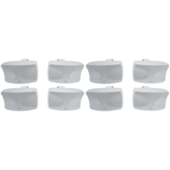 (8) Rockville WET-44 PRO Dual 4" 4-Way Swivel 70V Commercial Speakers in White