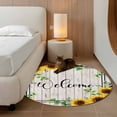 thumbnail image 3 of Yellow Sunflowers Round Area Rug 4 FT, Non Slip Indoor Outdoor Rug, Botanical Floral Leaves Wooden Grain Washable Soft Circular Carpet Non-Shedding Floor Mat for Coffee Table Nursery Foyer Balcony, 3 of 9