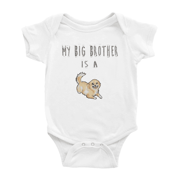 My Big Brother Is A Tibetan Spaniel Dog Cute Baby Bodysuit Boy Girl Unisex Baby Clothes