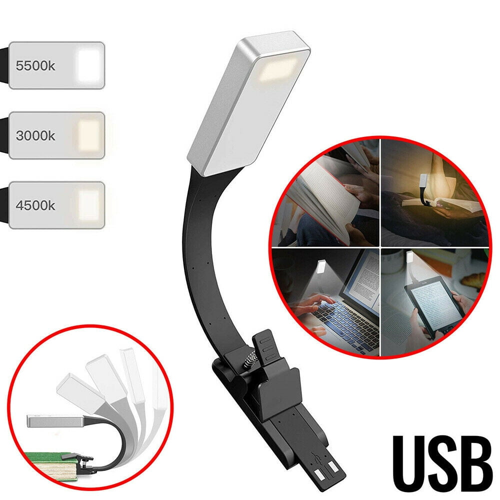 360 ° Adjustable Clip On Book Reading Light Mini USB Rechargeable LED