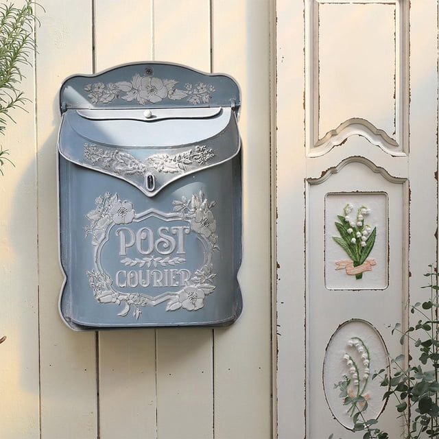 Colección de soportes para buzones de pared en relieve, estilo rústico, de gran capacidad, para puertas de escuelas, porches, casas de campo y Azul