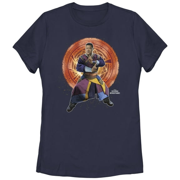 Women's Marvel Doctor Strange in the Multiverse of Madness Wong in Action  Graphic Tee Navy Blue Large