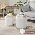 thumbnail image 6 of Round Ottoman with Storage Set of 2,Vanity Stool with Storage for Bedroom, Ottoman Coffee Table,Small Velvet Foot Stool for Living Room, Beige, 6 of 16
