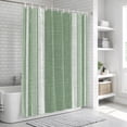 thumbnail image 6 of Vintage Green Striped Bathroom Shower Curtains with 12 Hooks Polyester Waterproof Shower Curtain for Stalls and Bathtubs Farmhouse Modern Stripes Boho Texture Decorative Bathroom Curtain 36x72 Inches, 6 of 9