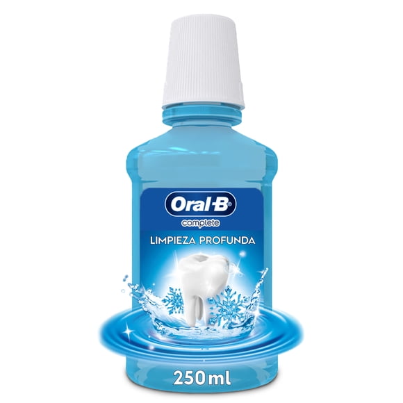 Enjuague Bucal Oral-B complete Con Flúor, Limpieza Profunda, Sin Alcohol, Sabor a Menta 250 ml