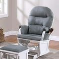 thumbnail image 4 of Miekor Furniture Glider Chair w Ottoman Gray Microfiber Luxurious Gliding Motion Chair Plush Cushion Seat Wooden Base MK6157, 4 of 9