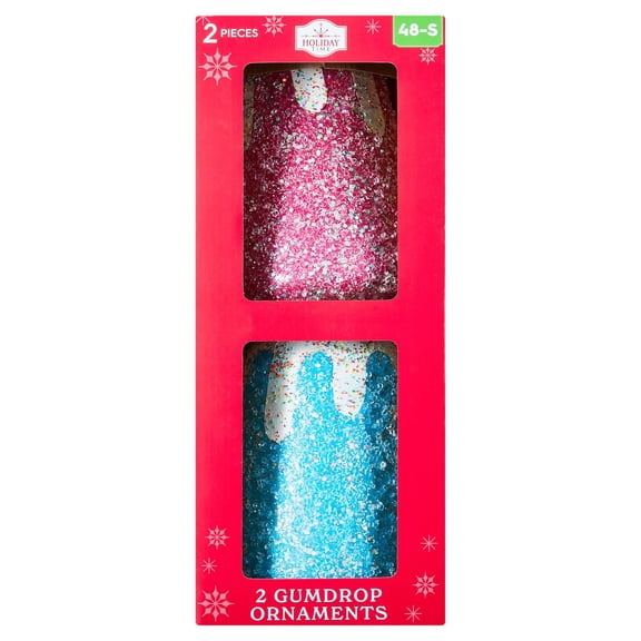 2-Count Pink and Blue Jumbo Gumdrop Shatterproof Christmas Ornaments, 8.5", by Holiday Time