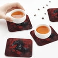 thumbnail image 4 of Leather Coasters with Heat-resistant for Drinks, Black Stallion On Red Canvas Cup Coasters Cup Pad Mat for Tabletop Protection, Coffee Table, Office Desk and Housewarming Gift, 4 of 5