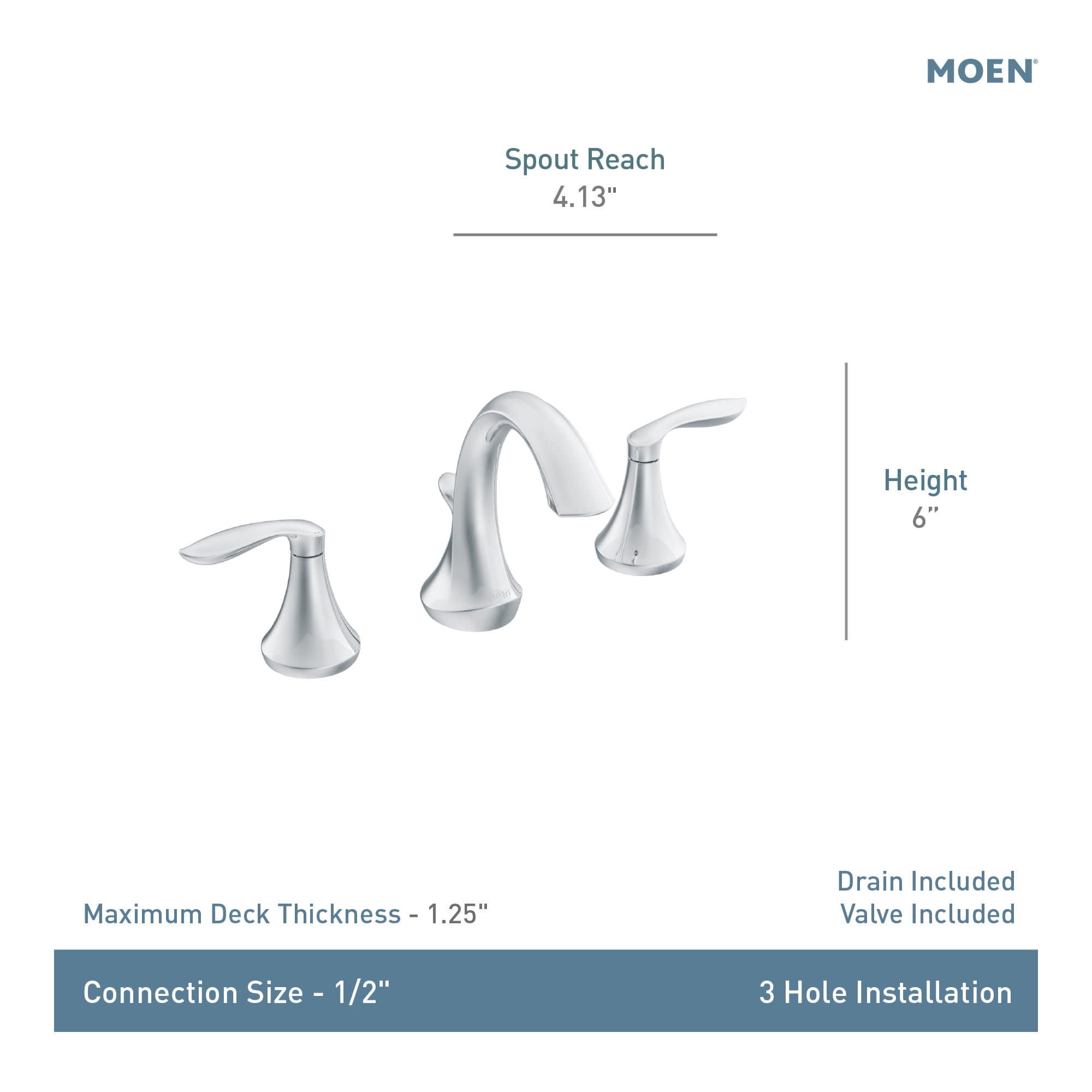 Moen Eva Brushed Nickel Two-Handle High Arc Widespread Bathroom Sink Faucet for 3-Hole Setups with Valve Included, TV6420BN