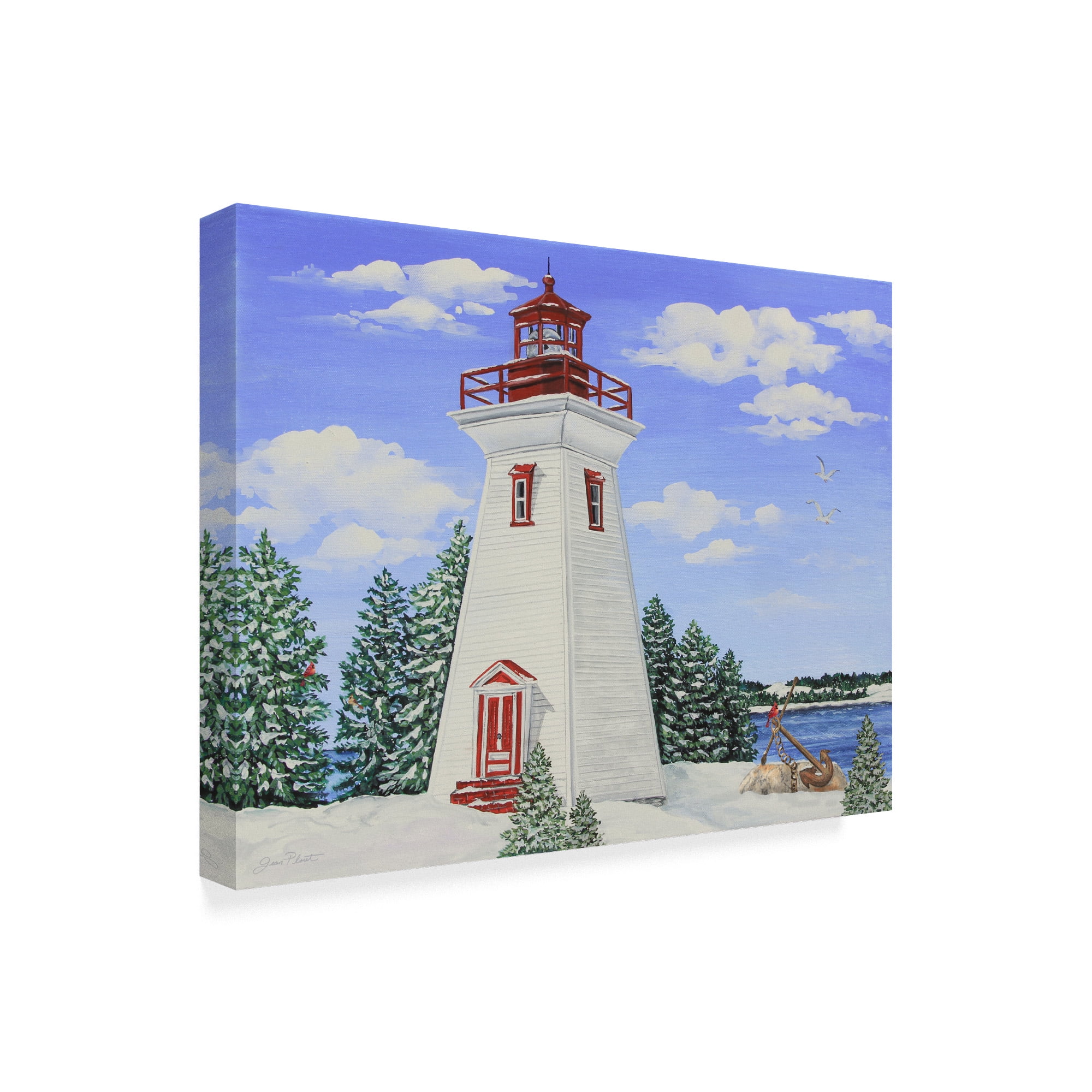 Trademark Fine Art 'Winter Lighthouse 1' Canvas Art by Jean Plout