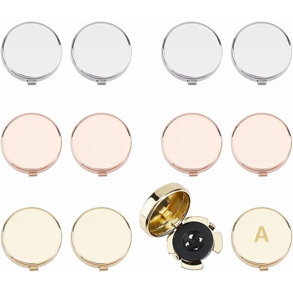 12Pcs 3 Colors Button Covers Button Cover Cufflinks Brass Blank Cufflinks Tray Settings 14.5mm Tray for Picture Cuff Button Making Button Covers for Men Suits Dress Shirts for DIY